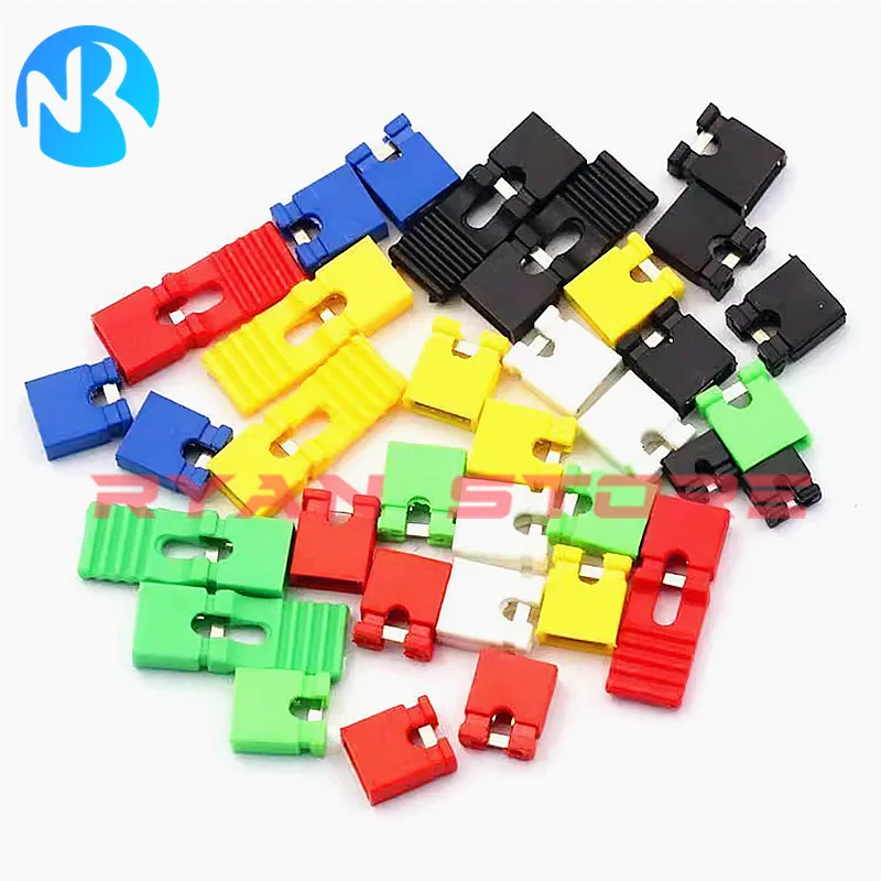 50PCS Pitch 2.54mm Pin Connector Header Jumper Shorted Cap Wire Housings  PCB For Arduino Closed Long Open Type