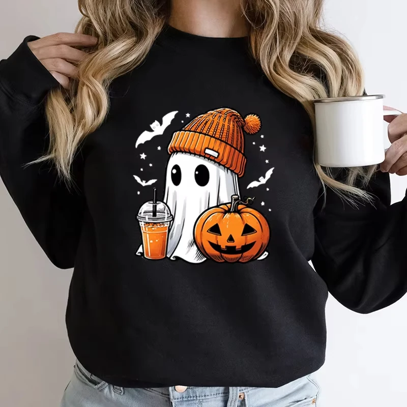 هوديي نسائي بأكمام طويلة من أكاديمية الهالوين مطبوع عليه قطن بدون رأس من مادة PVD Ghost Food Creative Fashion Women