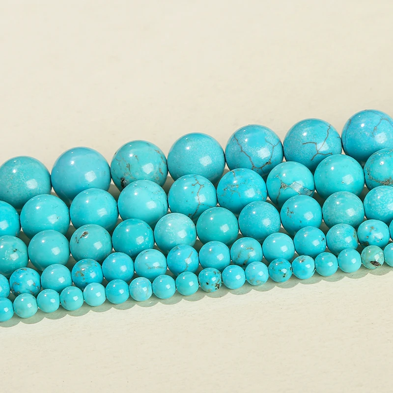 Dyed Color Blue Turquoise Bead Round Loose Spacer Beads For Jewelry Making Diy Necklace Bracelet Accessory 15\