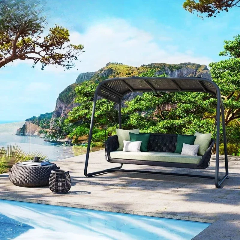 

Balcony hanging Internet celebrity hanging basket, double outdoor swing rocking chair, courtyard villa rattan hanging chair home