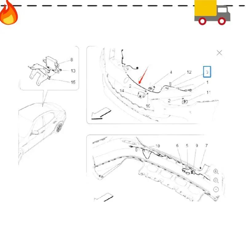 

NEW Front Bumper Radar Harness Connector Parking Sensor Cable For Maserati Ghibli 2014-2017 670004438 Replacement Parts