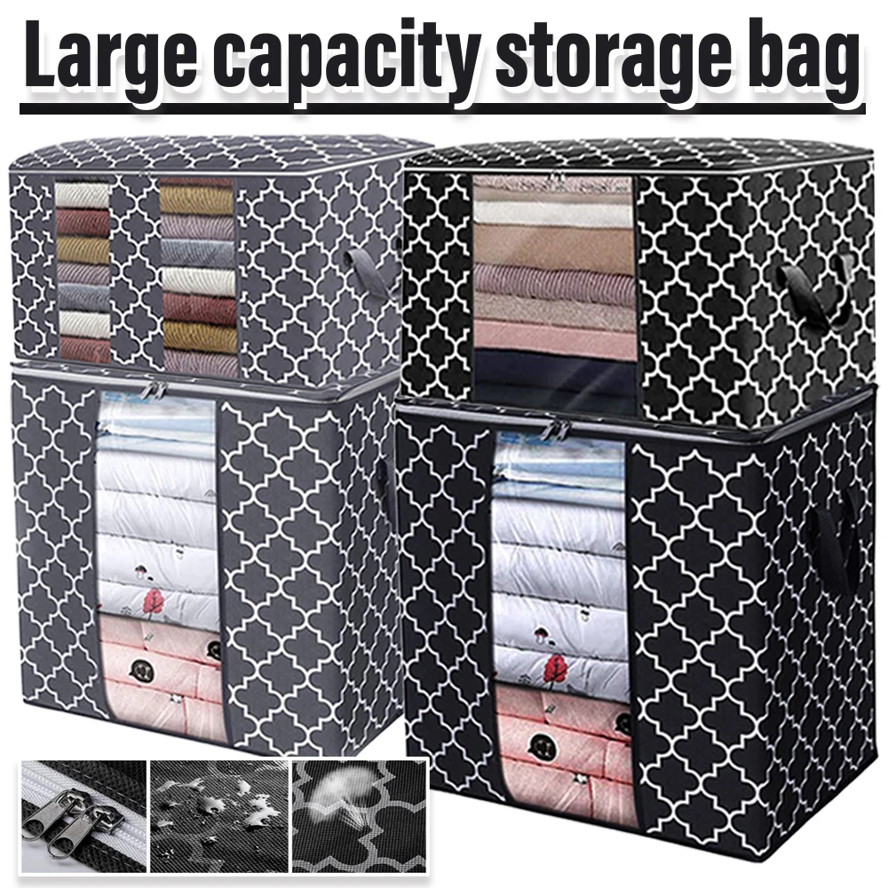 

1PC Large Capacity Quilt Storage Bag Moisture Dust Proof Clothes Organizer Duvet Blanket Sorting Bag Moving Wardrobe Storage Box