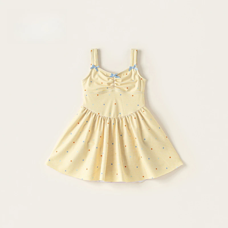 

Children's Clothing Summer Girls Cute Swimsuit Bow Color Polka-Dot Plaid Sling Children's One-Piece Swimsuit.