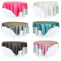 Square Satin Overlay Tablecloth Wedding Washable Polyester Fabric Square Table Cloth 90x90“ for Party Dining Banquet Decoration