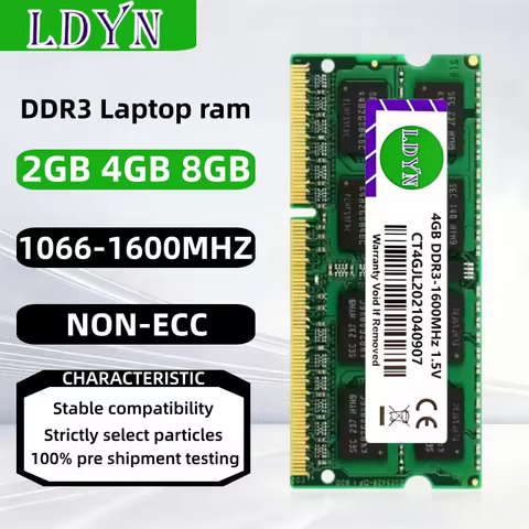 Memoria RAM DDR3 2GB 4GB 8GB 1066MHz 1333MHz 1600MHz PC3 8500 10600 12800 SODIMM 204PIN 1.5V Unbuffered Non ECC Laptop Memory