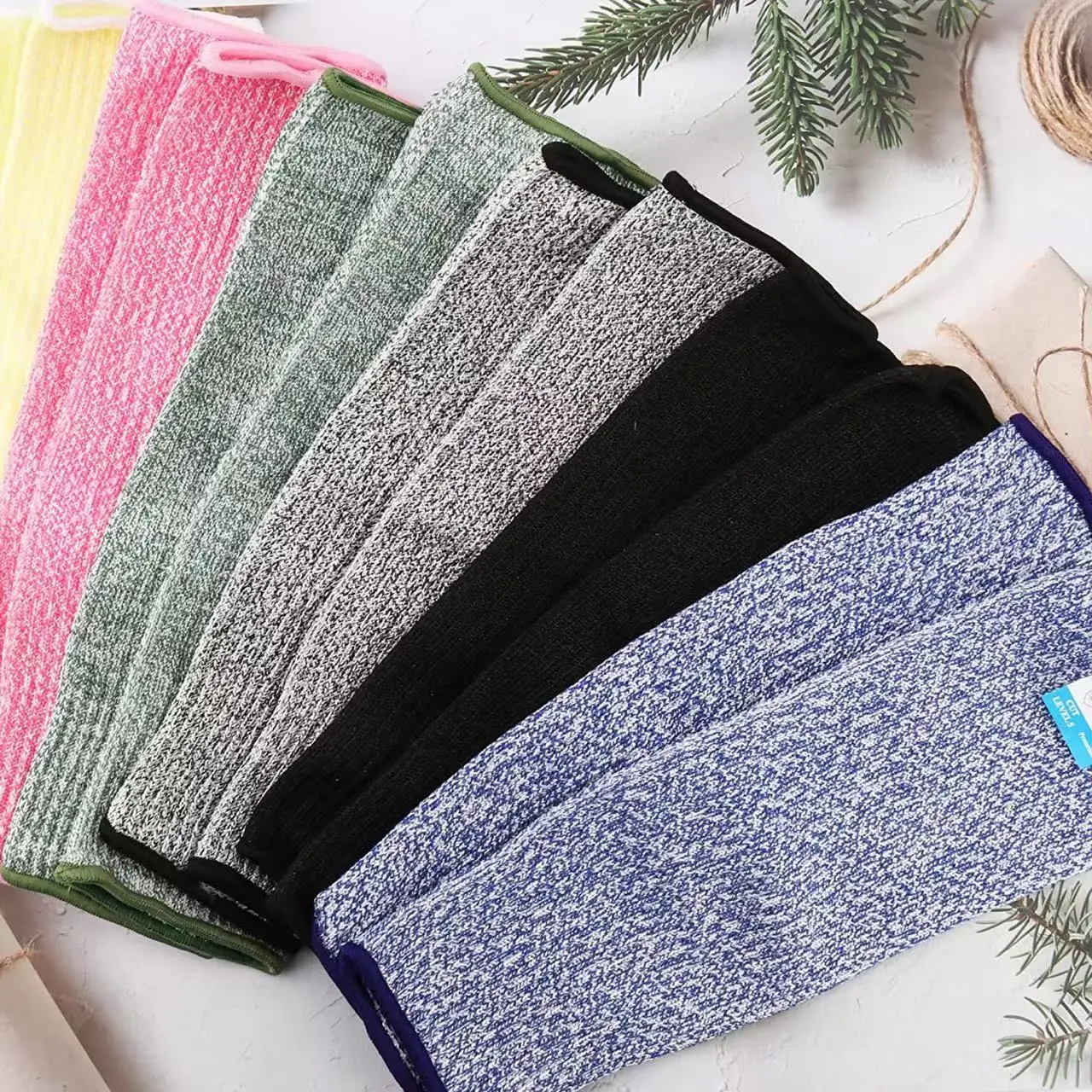 45cm 2Pcs Level 5 Safety Sleeves Anti Cut Arm Puncture Gloves Cut Resistant Bracers Protector Household Breathable Guard Gloves