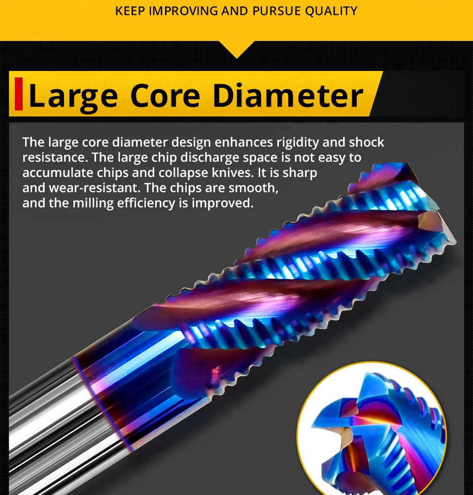 VACK HRC65 Schruppfräser Spiralschaftfräser Hartmetall Wolframstahl Fräser 4 Flöten Metall CNC Werkzeugmaschinen 6 8 10 mm – Detail 10