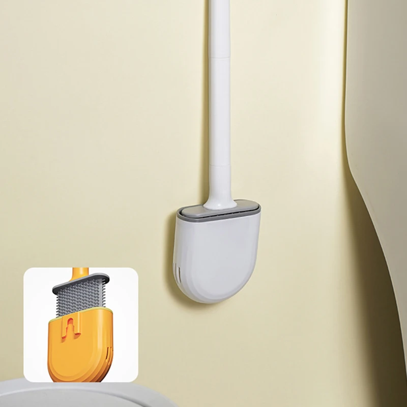 Hanging Silicone Toilet Brush Cleaner with Long Handle Flexible Cleaner Bathroom Brush Quick Drying Holder Bathroom Accessories view 3
