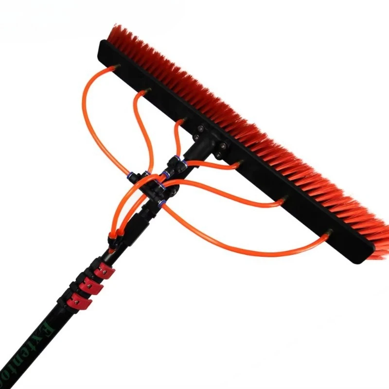 60Ft carbon fiber telescopic rod long handle roof water cleaning brush with 18m high-rise windows Durable metal material