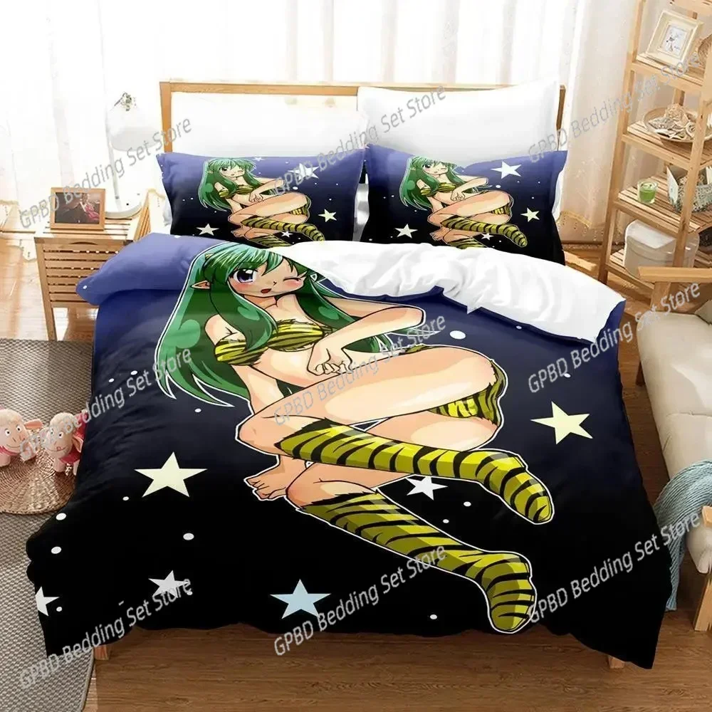 Urusei Yatsura Lum 3D Bedding Set Duvet Cover Pillowcases Single Twin Full Queen King Size Home Decor Quilt Boys Gift Quilt Cove 6