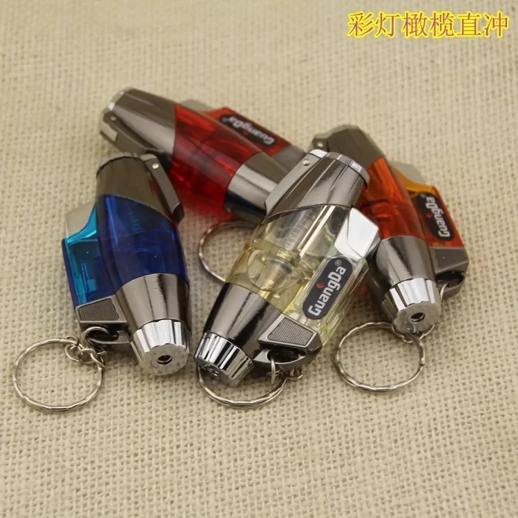 Outdoor Windproof Butane Gas Lighter Transparent Body Blue Jet Flame Turbo Torch Portable Cigar Lighter Personalized Men\'s Gift