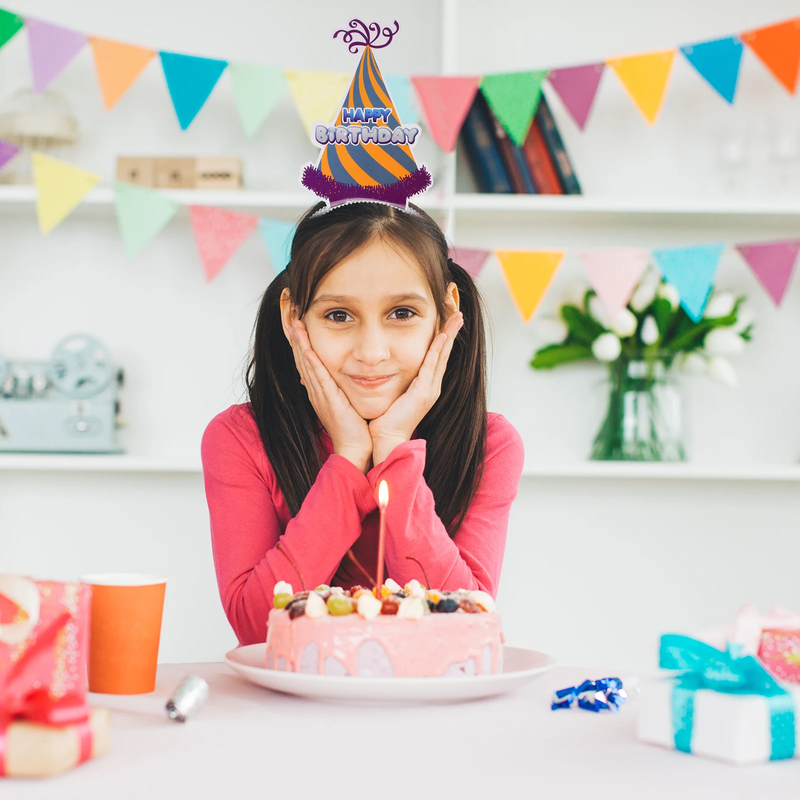 

6Pcs Birthday Headbands Paper Material Colorful Designs Party Hair Accessories Birthday Party Decorations Festival Hairband