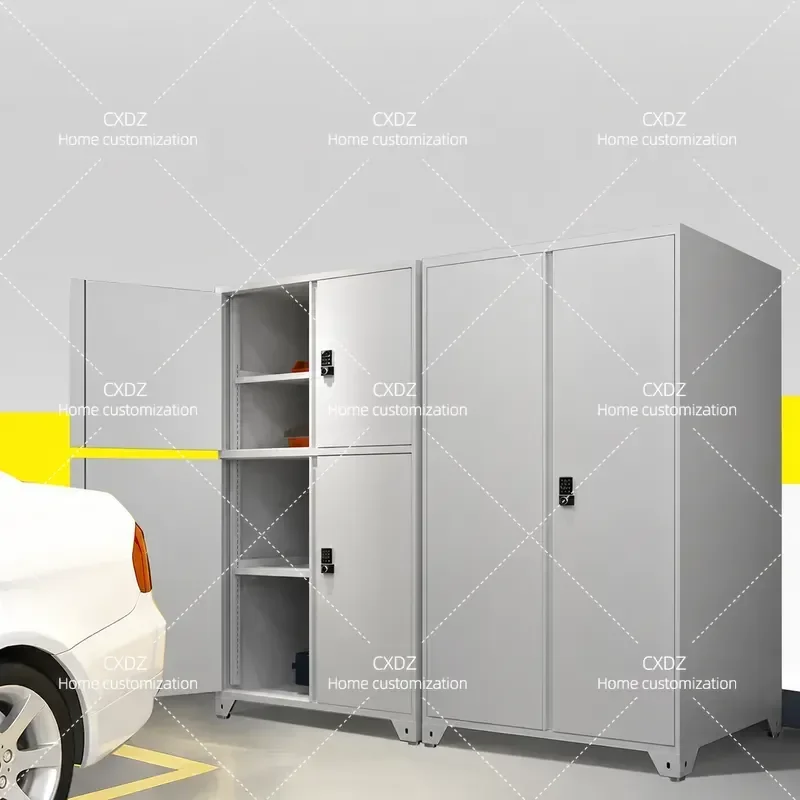Large Capacity Garage Storage Cabinet with Electronic Combination Lock Thickened Iron Locker for Basement Installation