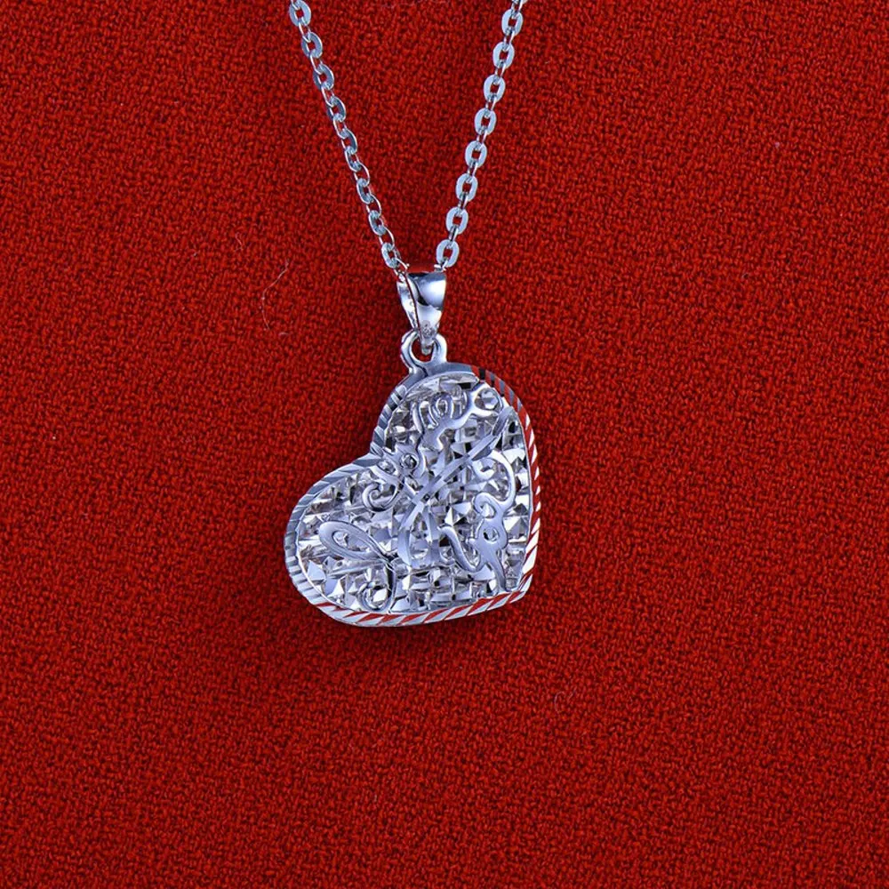 

Real Pure Platinum 950 Men Women Gift Lucky Carved Love Heart Pendant 1.8g PT950