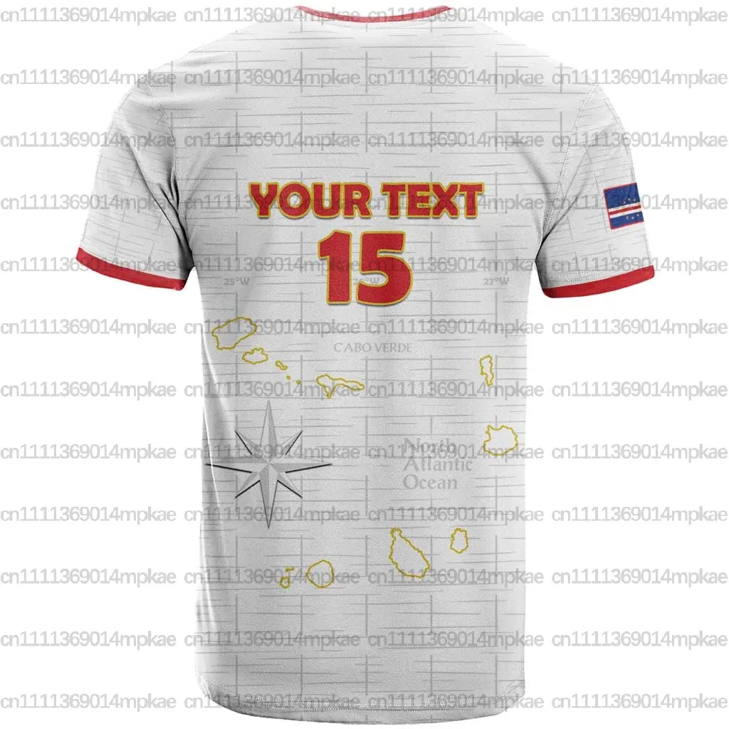 Summer Men's Crew Neck Short Sleeve Soccer Jersey Top, Breathable Casual Top, Cape Verde Print Retro African T-Shirt