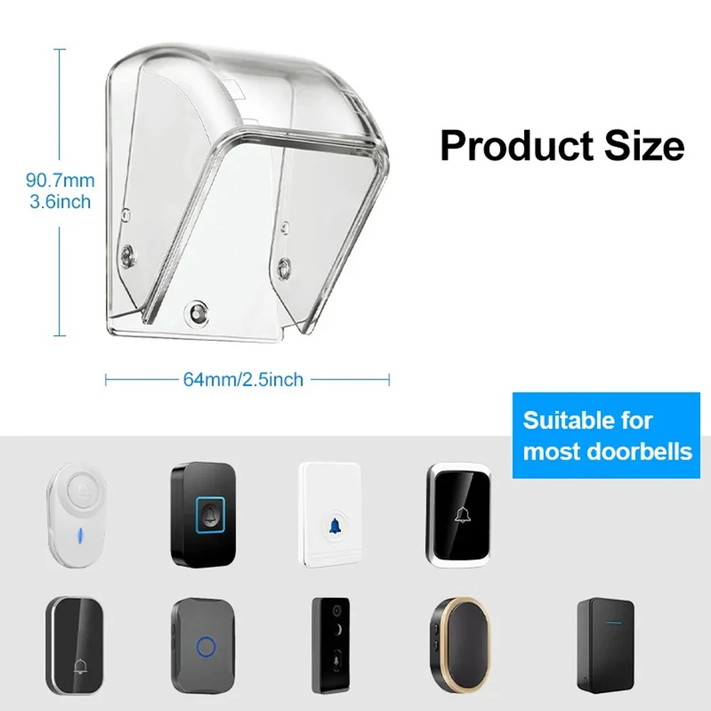 Transparent Rain Cover Waterproof For Outdoor Wireless Doorbell Smart Door Bell Ring Button Rainproof Plastic Shell Protector