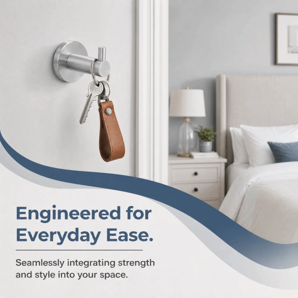 Practical Stainless Steel Wall Hook Silver Smooth Surface Towel Hanger Hook Rust Proof Durable Coat Hanger Hook Multi-Purpose