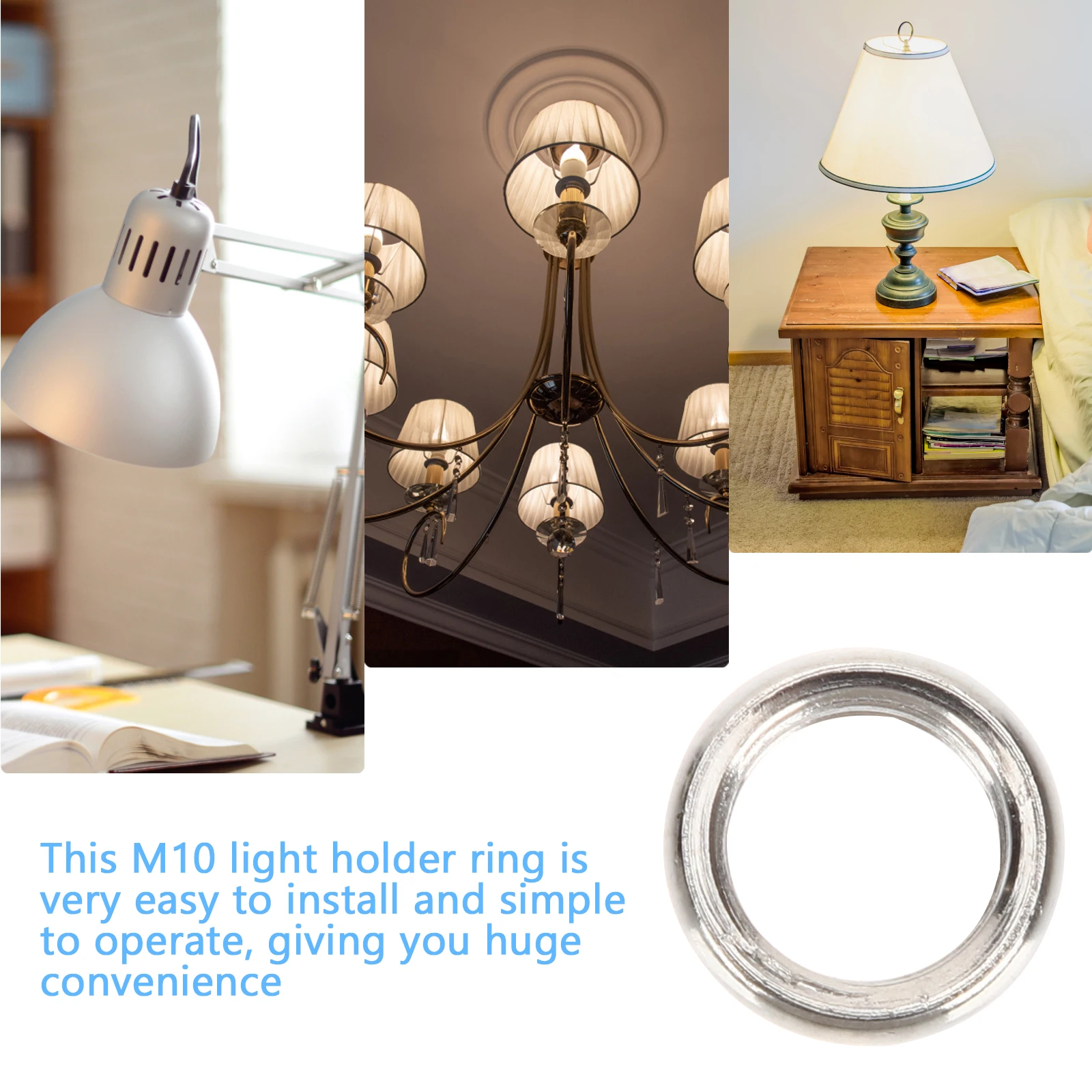 

50Pcs M10 Round Nut Lamp Shade Collar Ring Steel Light Cover Holder Replacement Sturdy Reliable for Lamp Socket Repair