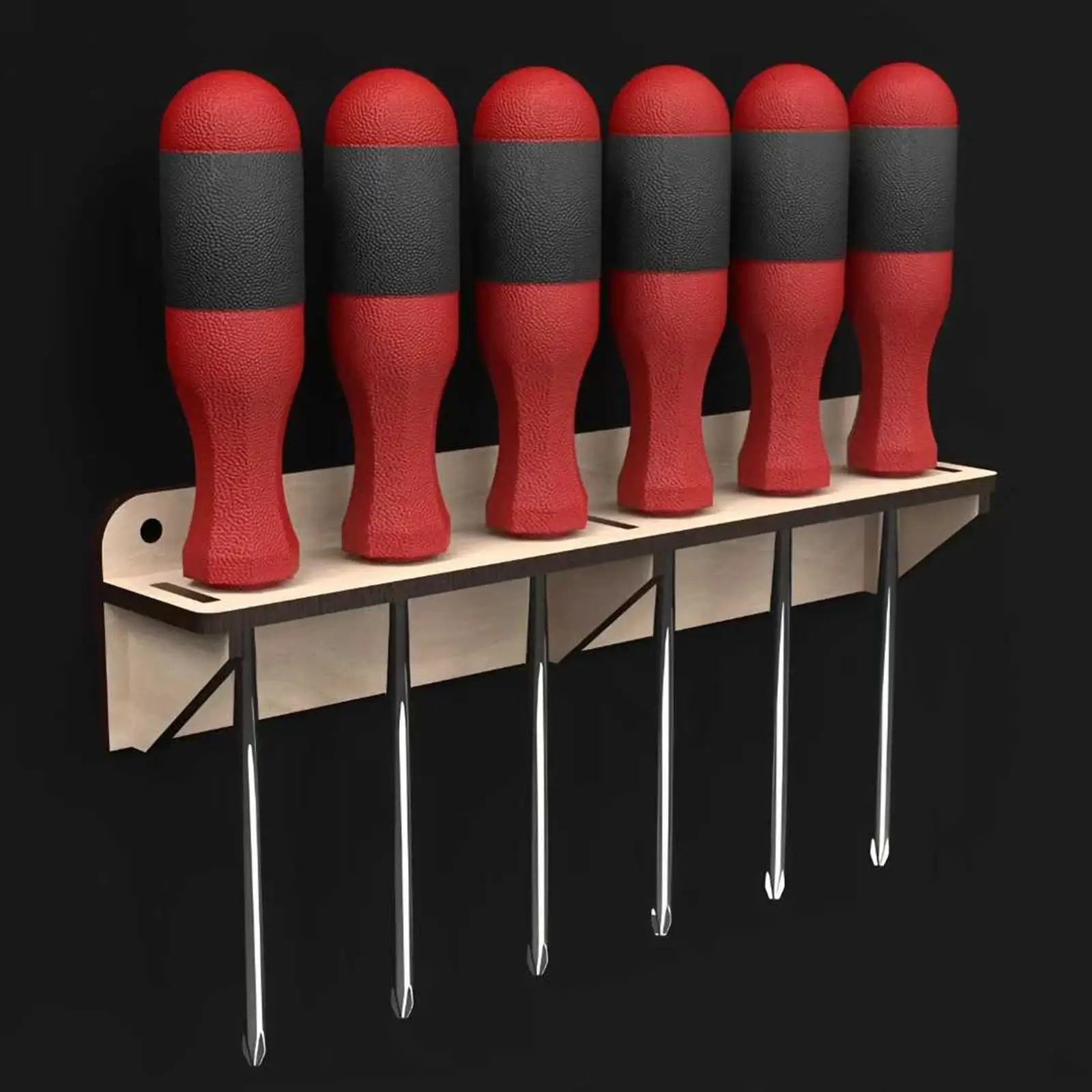 Screwdriver Organizer Box Wall Mounted Wooden Holder Rack Display for Screws Tool Storage Garage Shed