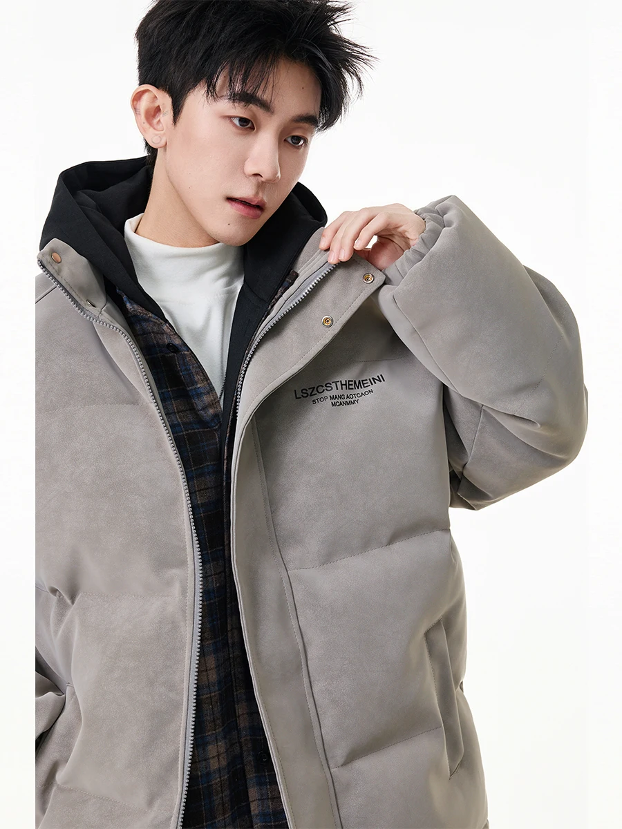 Американское хлопковое пальто с окрашенным буквенным воротником из искусственной кожи, хлопковое пальто для мужчин и женщин, зимнее пальто для мужчин и женщин, ветрозащитная застежка-молния