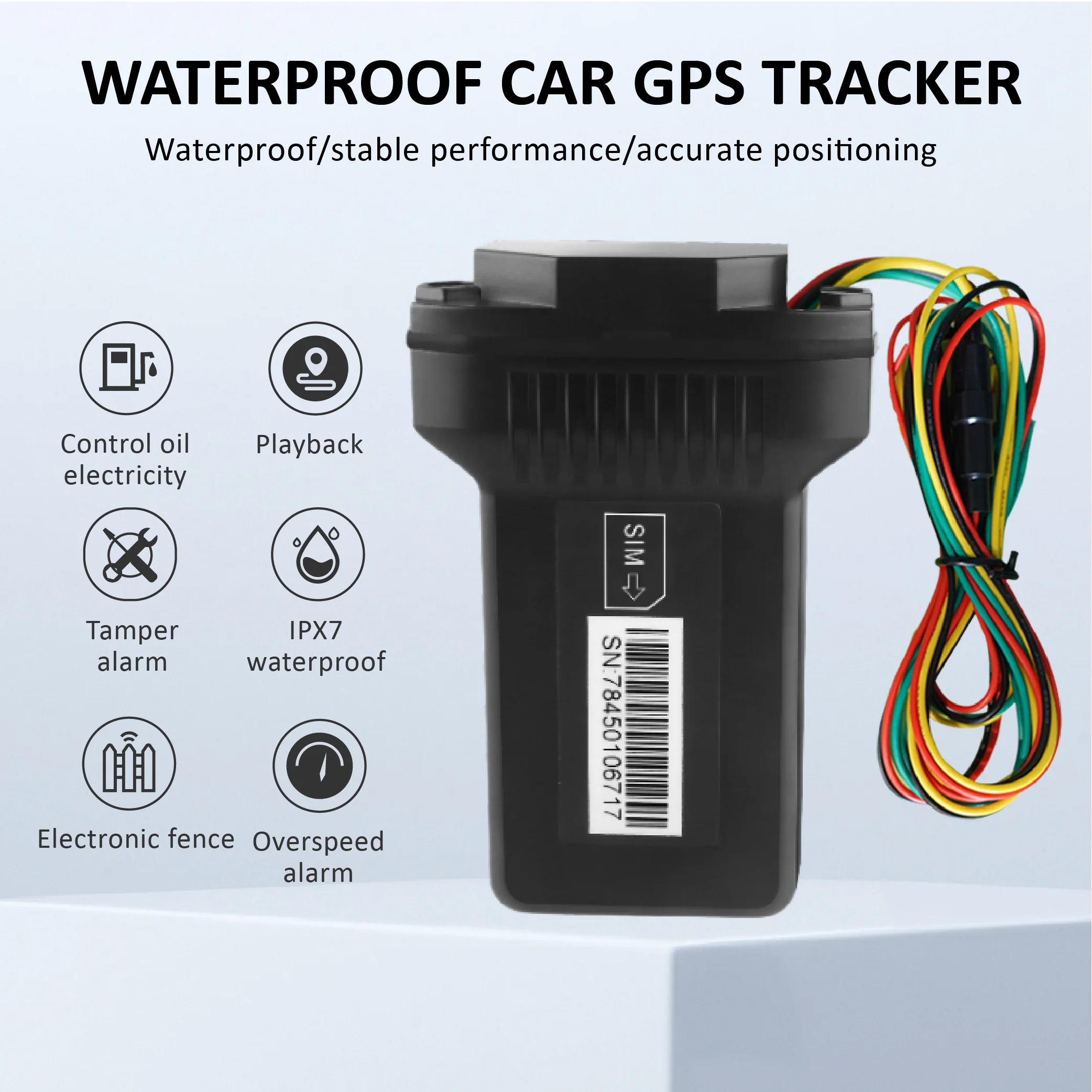 Waterproof GPS Tracker for Cars & Motorbikes with Dashboard Placement 2G/4G GSM/Beidou/LBS Positioning IOS/Android App PC