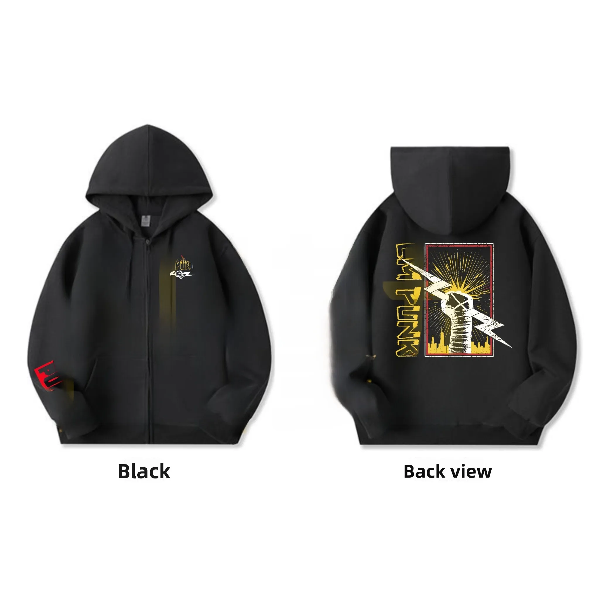 

Новая мужская толстовка на молнии с капюшоном CM Punk 2025 года, свободного кроя, из хлопка, с антимикробной пропиткой, ветрозащитная, повседневная, модная