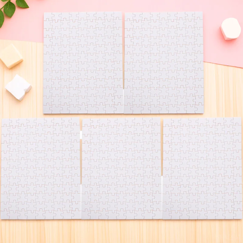 5-Blatt-Puzzle zum Selbermachen, leeres Holz-Sublimations-Transfer-Puzzle für kreative Geschenke, Familienspiel, Heimdekoration, leeres Puzzle