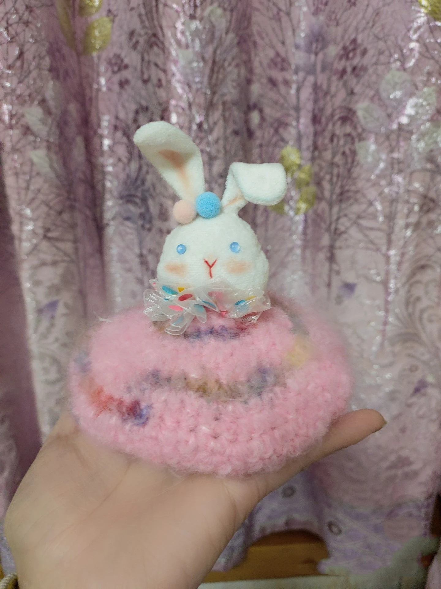 Blythe hat Rabbit bud Gradient cap hand woven wool hat (Fit blythe、qbaby ob11 Doll Accessories)