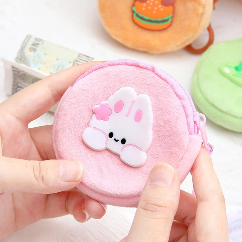 New Cute Cartoon Plush Cat Rabbit Coin Purse Cute Animal Bear Frog Plush Earphone Bag Wallet Pendant Doll Children's Gifts