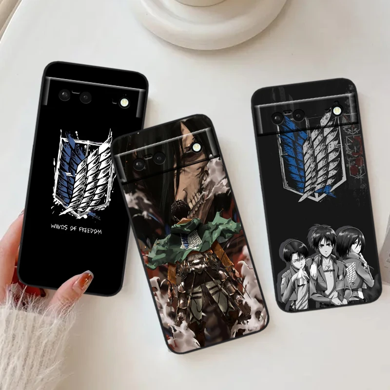 Titan Eren A-Attack Anime Logo For Google Pixel 9 8 7A 7 6A 6 5A 5 4 4A XL 5G Black Silicon Shockproof Shell Back Phone Case