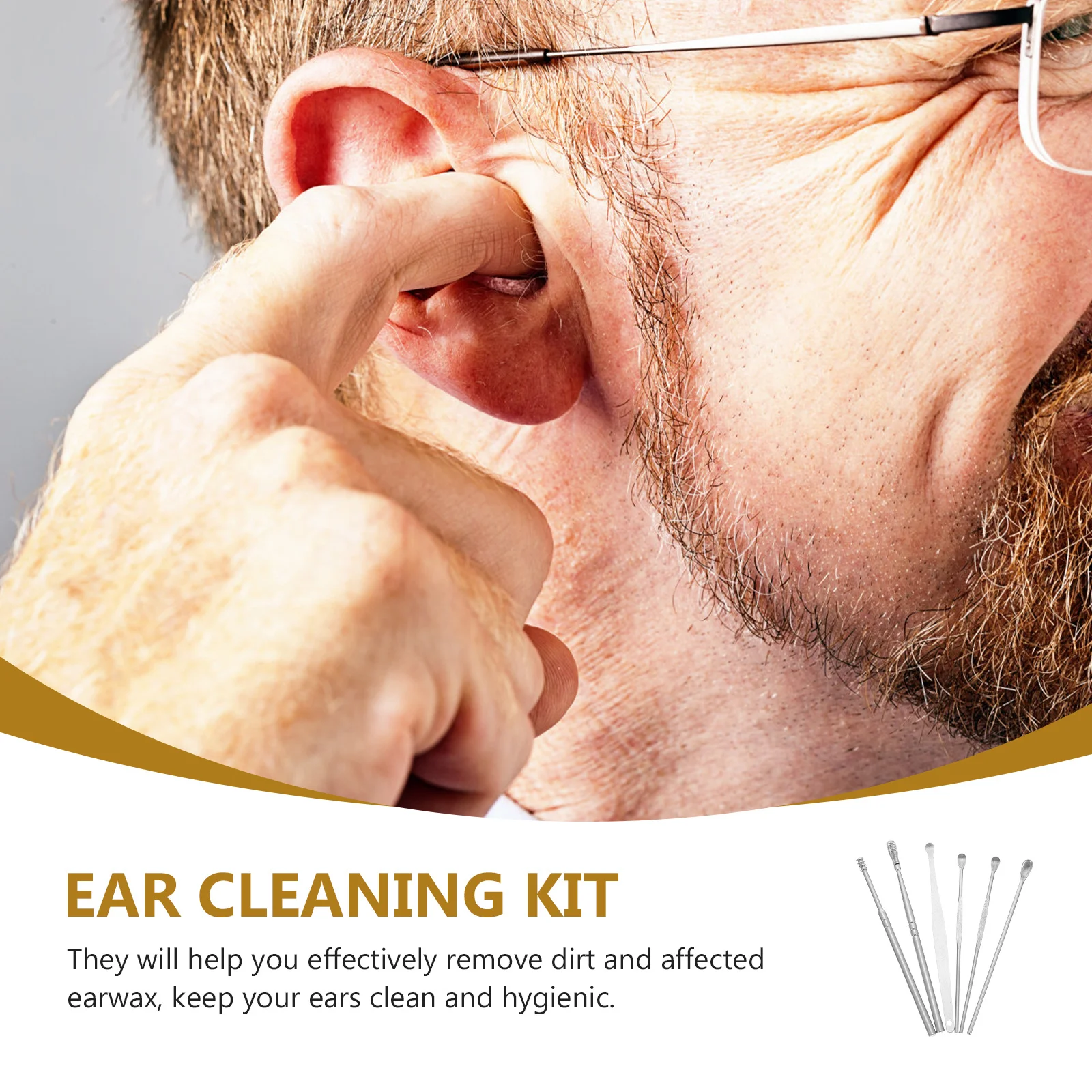 

2 set 2 Sets Stainless Steel Cleaning Tools Kit For Earwax Removal Portable Ear Wax Picker Spoon Hygienic Ear Canal Cleaner