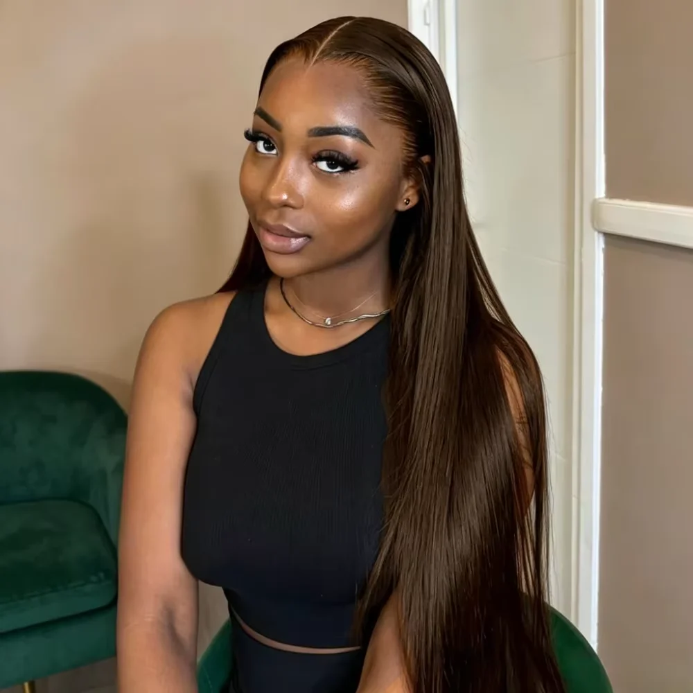 Hd Lace Frontal Wig Human Hair Pre Plucked - 220 밀도의 스트레이트 스타일, 13x4 레이스