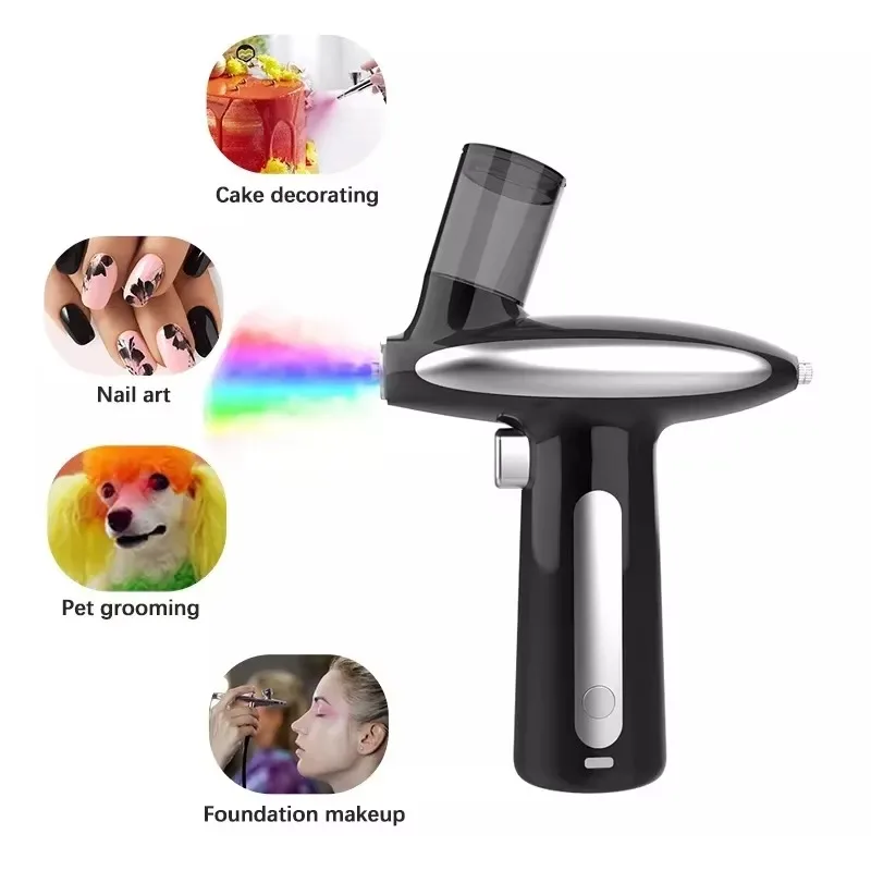 Wireless Rechargeable LED Barber Scalp Care Pet Grooming Nail Art Air Brush Hair Airbrush Nano Mist Sprayer