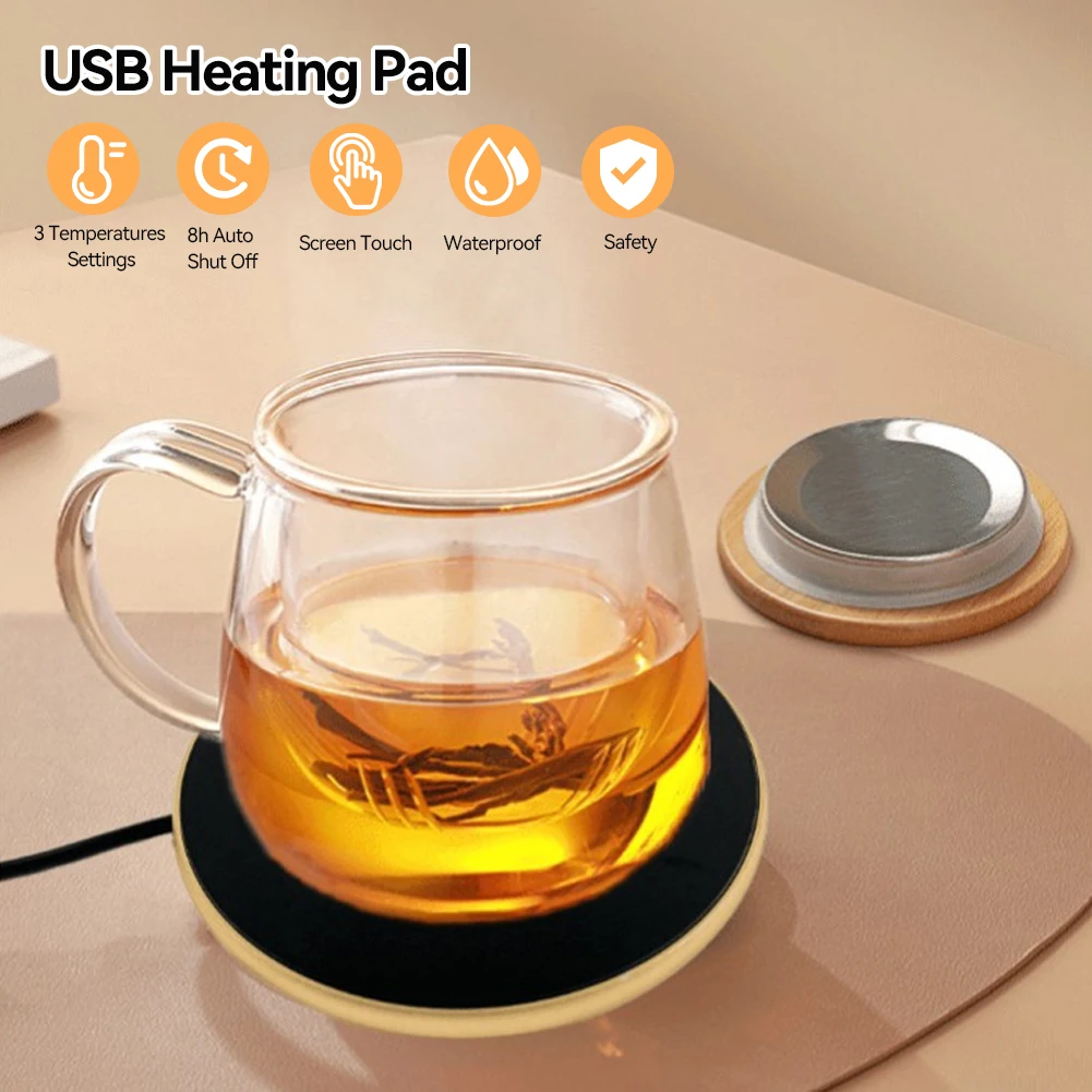 Calentador de tazas de café, calentador de tazas, almohadilla calefactora USB, posavasos termostáticos eléctricos para té de la leche y agua, calentador de tazas para el hogar y la Oficina, CC de 5V