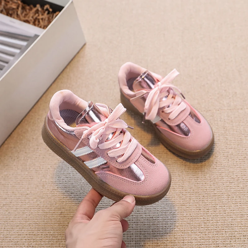 Non-slip Soft Sole Lace-up Multi-color Kids Sports Shoes, Spring and Autumn Outdoor PU Cloth kids Casual Shoes Zapatillas Mujer