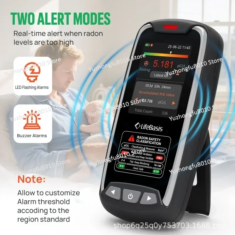 Best sell Semiconductor Sensor Home Professional Intelligent Radon Detector RM62 Indoor Air Quality Radioactive Detection