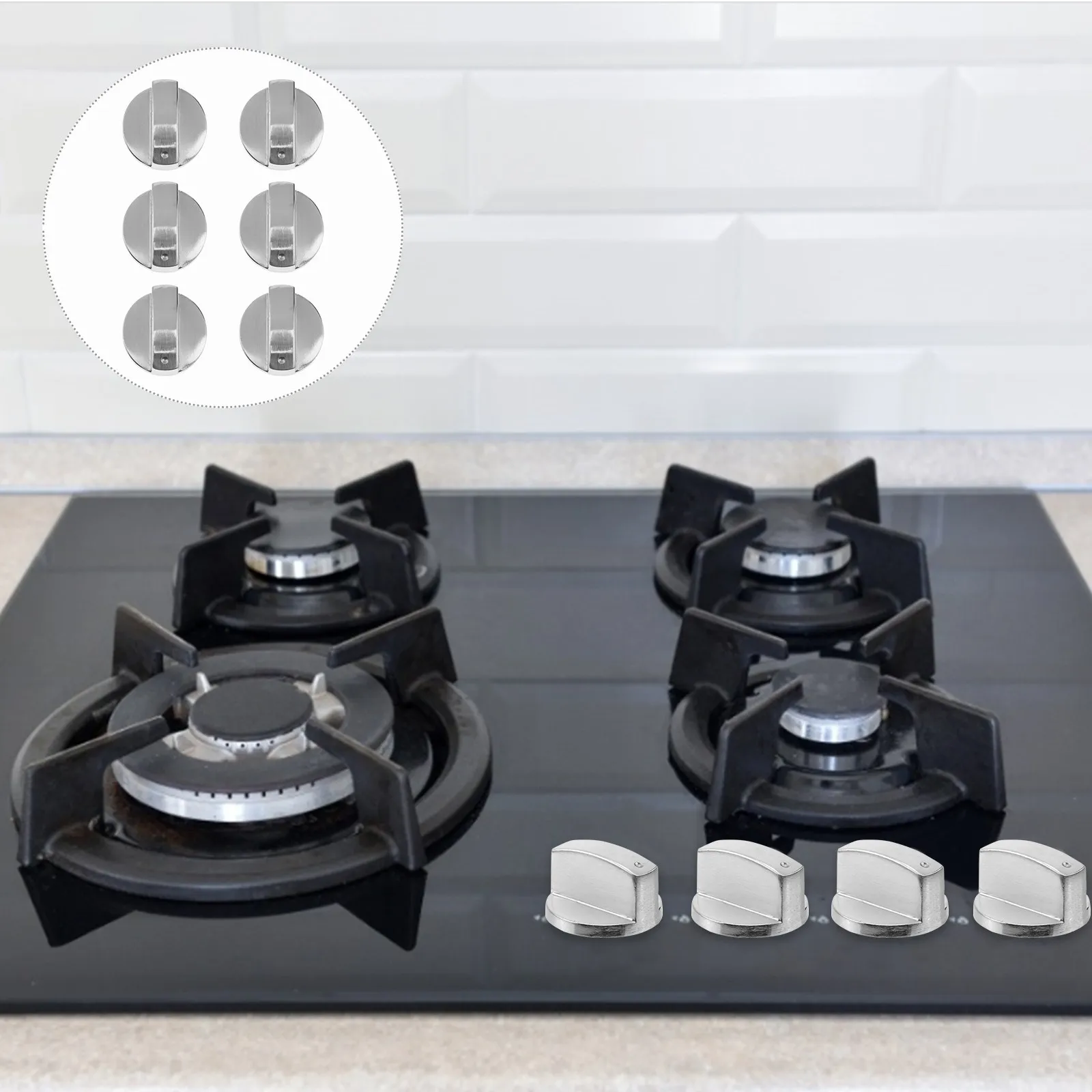 6 PCS Gas Stove Replacement Knob for Top Embedded Direct Mounting Knobs Replacements Positive
