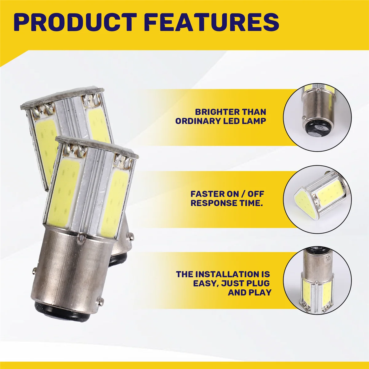 

Прочный 2x1157 BAY15D COB светодиодный автомобильный парковочный фонарь стоп-сигнал мигающий задний фонарь постоянного тока 12 В белый