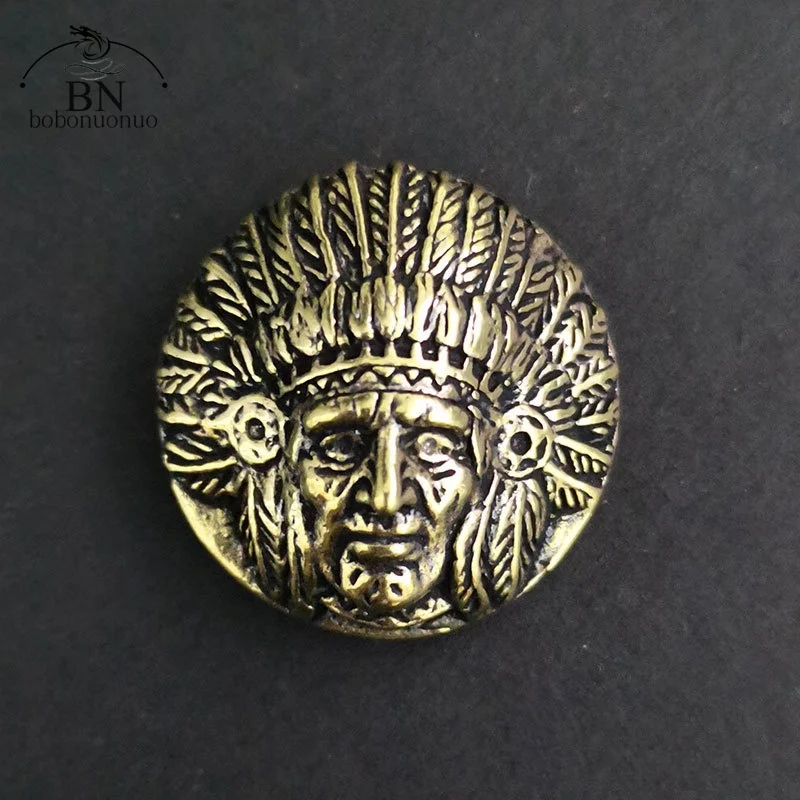 North America Indian Skull Head Rivet Connector Decoration Button Retro Brass DIY Leather Blet Wallet Garment Buckles with Screw