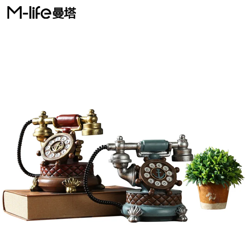 

Retro Telephone Creative Small Ornaments Wine Cabinet Bookcase BookBookshelf Decoration American StudyDecorations European Style