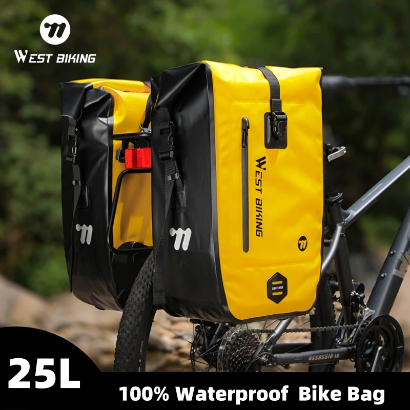 

WEST BIKING Велосипедная сумка 25л Полностью водонепроницаемая велосипедная дорожная сумка Велосипедная задняя стойка Хвостовое сиденье Багажник Сумка Многофункциональные новые велосипедные сумки