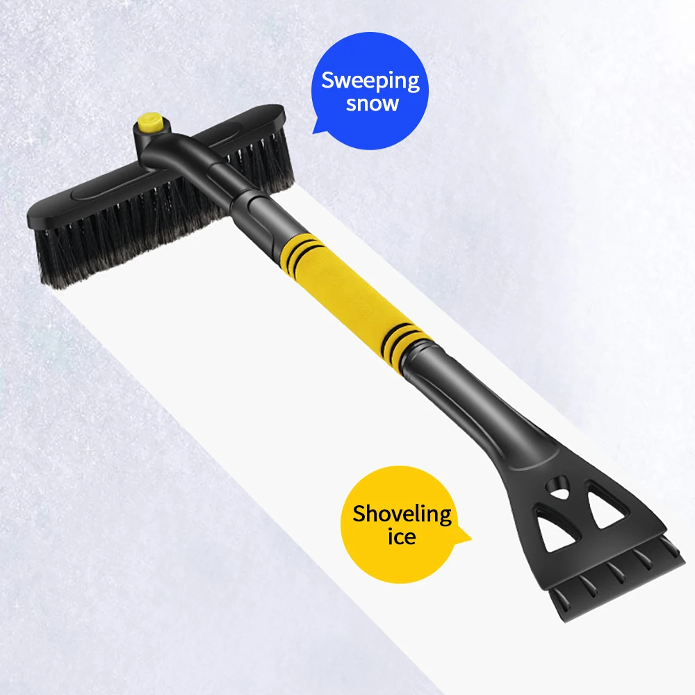 Extendable Ice Scraper Snow Brush Detachable Snow Removal Tool with Foam Handle 360° Pivoting Brush Head Snow Scraper Car Supply