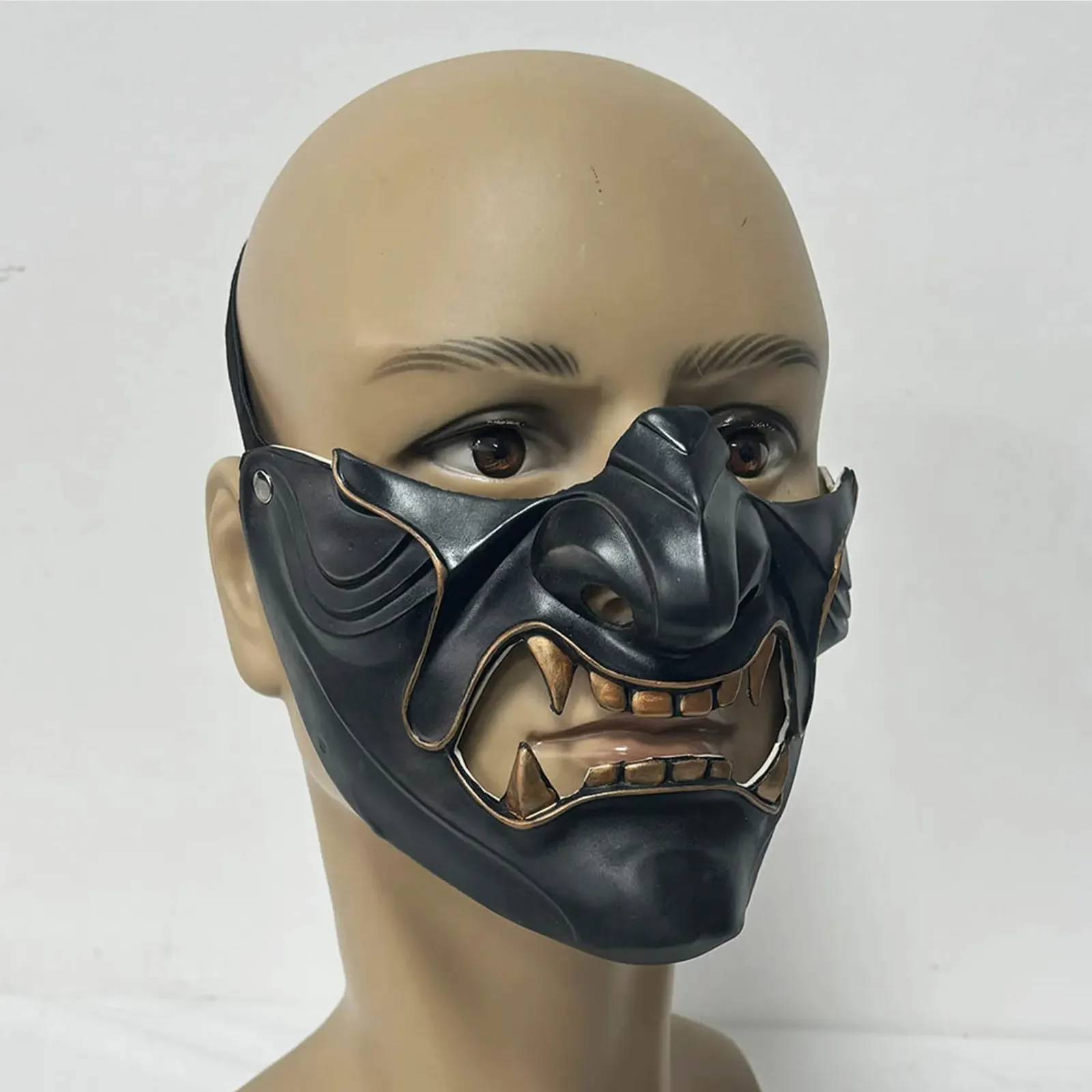 Resin Ghost Mask Tsushima Mask Prajna Japanese Ghost Mask Women Men Female Halloween Cosplay Accessories Half Face Mask