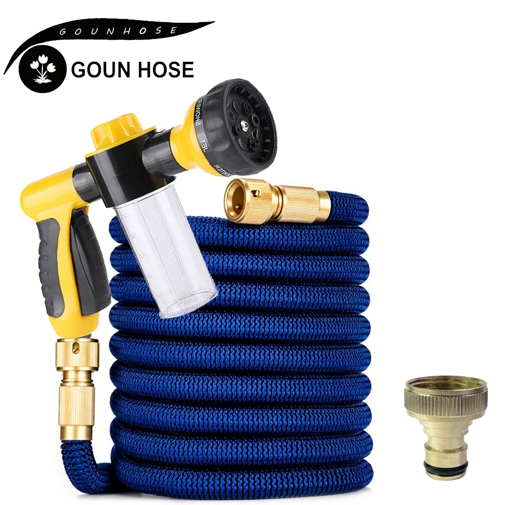 

GOUN HOSE садовый поливочный шланг, многофункциональный водяной пистолет для мойки автомобиля, гибкий и растягивающийся резиновый шланг для орошения газона