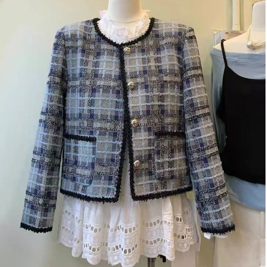 

Женское синее трикотажное пальто, круглое, Ne ss ain, модный, для поездок на работу, высокое качество, элегантный женский топ, застежка на пуговицы