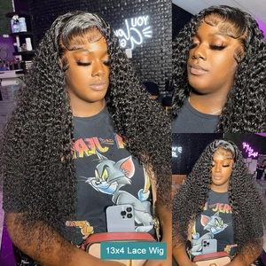 200 densidade hd 13x6 transparente onda de água profunda encaracolado cabelo humano peruca frontal do laço 30 34 Polegada 13x4 frente do laço perucas de cabelo humano 11 principais vendas cabelo humano cacheado - №3