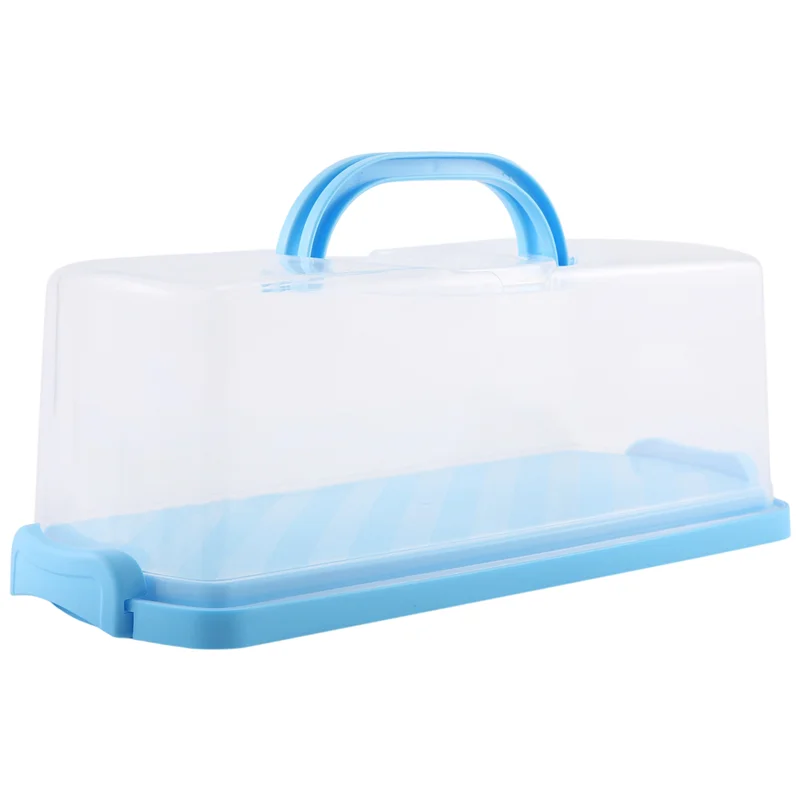 Portable Bread Box with Handle Loaf Cake Container Plastic Rectangular Food Storage Keeper Carrier 13Inch Translucent Dome for P