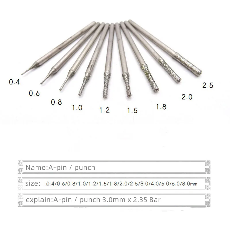 Diamentowa głowica szlifierska, 5/10/20 szt., 0.5-2.5 MM, głowica tnąca, kamień, nefrytowa rzeźba, polerowanie, grawerowanie, trzpień 2.35 MM