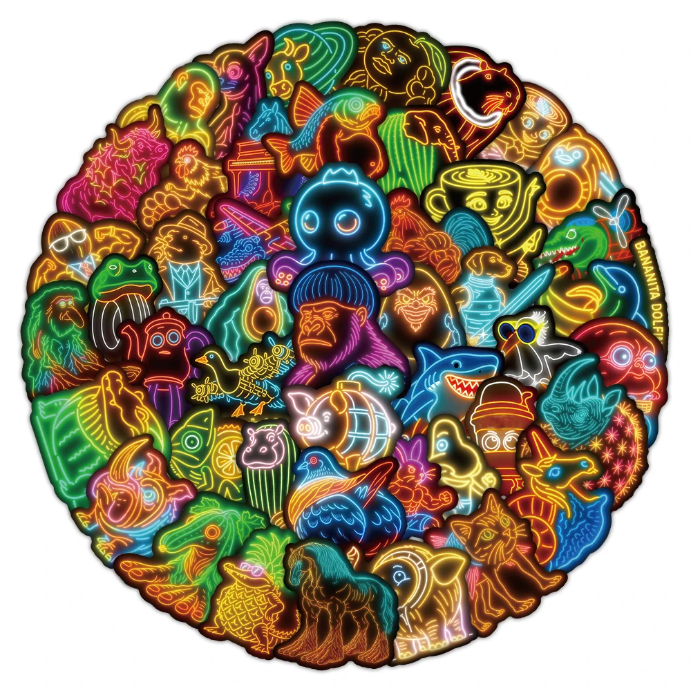 

10/30/50pcs Neon Italian Brainrot Stickers Tung Tung Tung Sahur Funny Animal Ai Pattern Decals Waterproof Kids Cool Sticker Toys