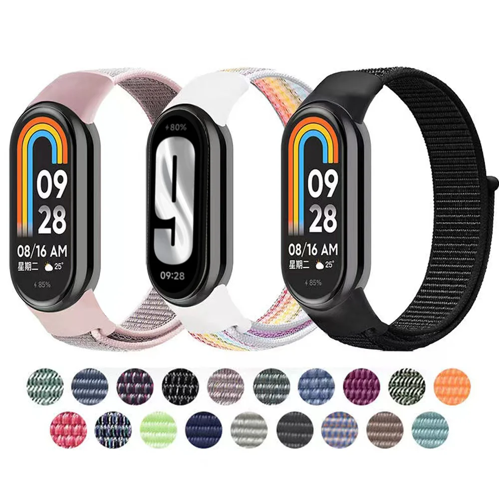 Nylon Loop Sports Strap for Xiaomi Mi Band 9 NFC SmartWatch Wristband Replacement Correa Mi band 9-8 Bracelet Belt Accessories